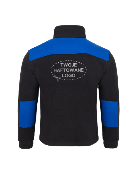 Gruby POLAR 340 z wyhaftowanym Twoim logo - Czarny/Królewski niebieski