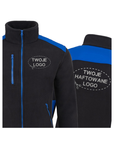 Gruby POLAR 340 z wyhaftowanym Twoim logo - Czarny/Królewski niebieski