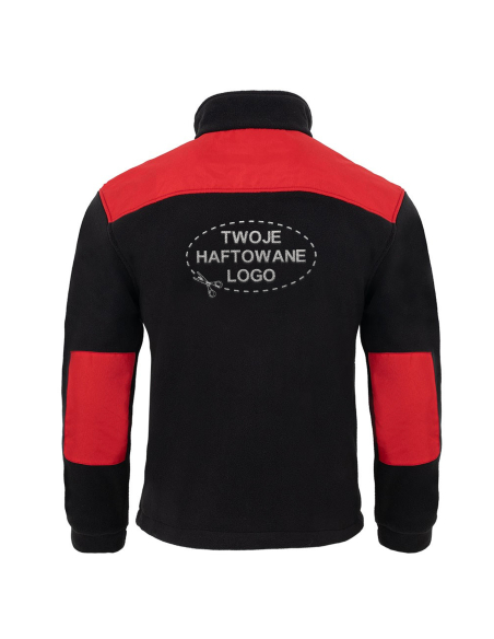 Gruby POLAR 340 z wyhaftowanym Twoim logo - Czarny/Czerwony