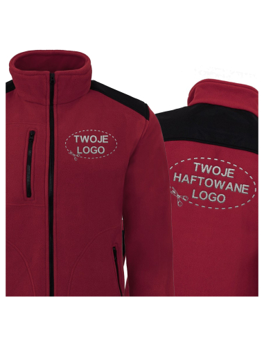 Gruby POLAR 340 z wyhaftowanym Twoim logo - Burgundowy/Czarny