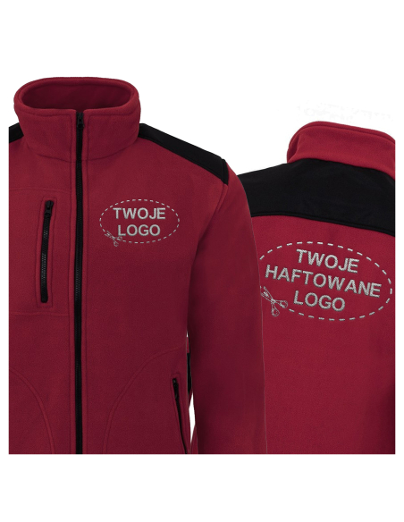 Gruby POLAR 340 z wyhaftowanym Twoim logo - Burgundowy/Czarny