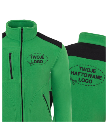 Gruby POLAR 340 z wyhaftowanym Twoim logo - Zielony/Czarny