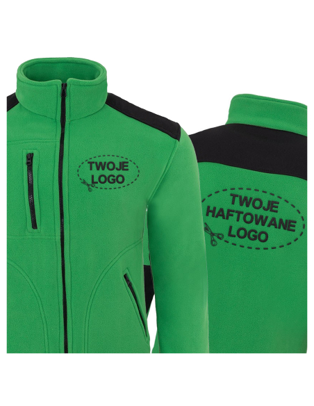 Gruby POLAR 340 z wyhaftowanym Twoim logo - Zielony/Czarny
