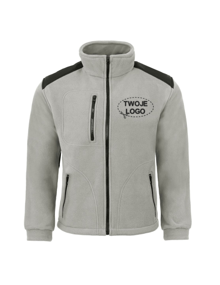Gruby POLAR 340 z wyhaftowanym Twoim logo - Jasny szary/Czarny