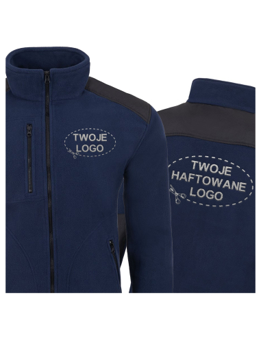 Gruby POLAR 340 z wyhaftowanym Twoim logo - Granatowy/Czarny