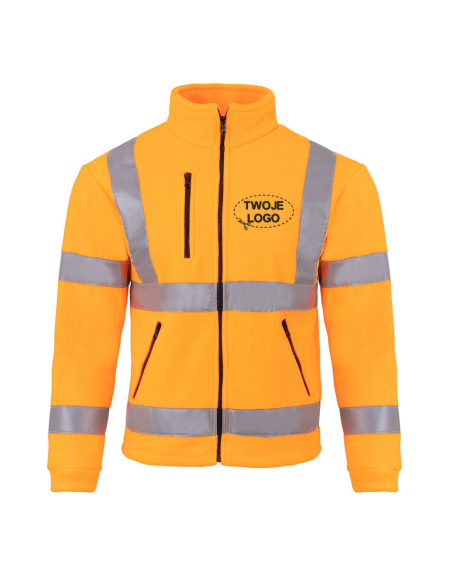 Gruby POLAR 340 z wyhaftowanym Twoim logo - Pomarańczowy Fluo