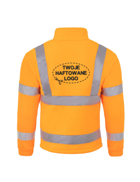 Gruby POLAR 340 z wyhaftowanym Twoim logo - Pomarańczowy Fluo