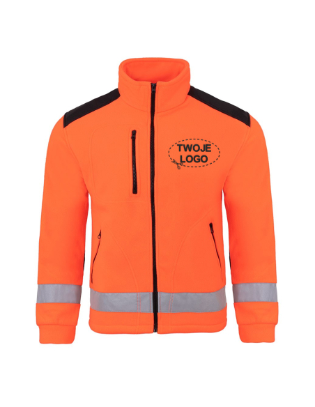 Gruby POLAR 340 z wyhaftowanym Twoim logo - Czerwony Fluo/Czarny