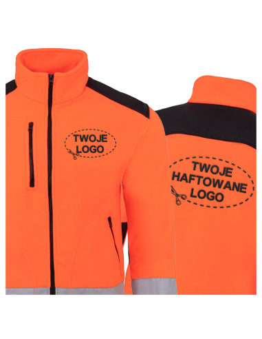 Gruby POLAR 340 z wyhaftowanym Twoim logo - Czerwony Fluo/Czarny