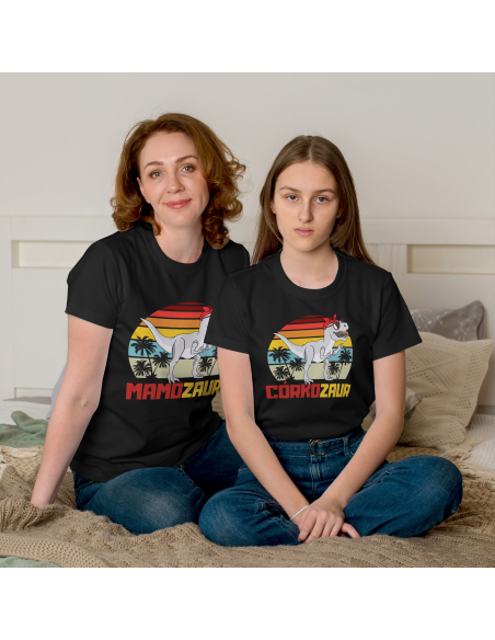 Zestaw KOSZULKA DAMSKA + KOSZULKA DZIECIĘCA Mamozaur i Córkozaur