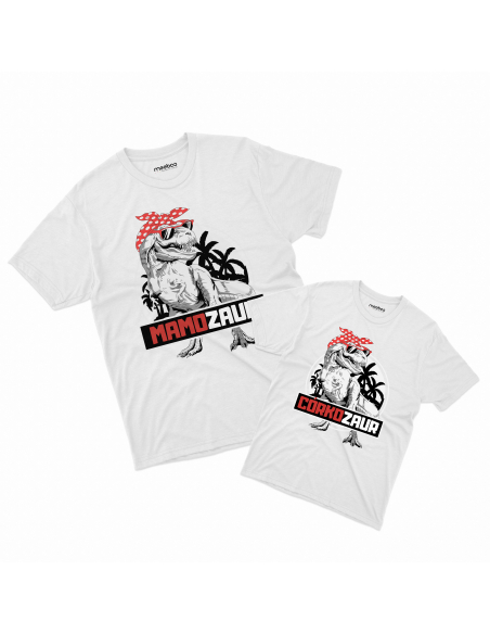 Zestaw KOSZULKA DAMSKA + KOSZULKA DZIECIĘCA Mamozaur i Córkozaur w huście