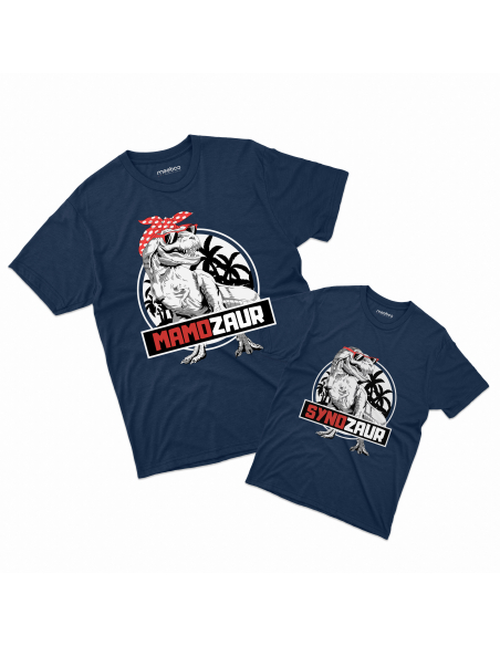 Zestaw KOSZULKA DAMSKA + KOSZULKA DZIECIĘCA Mamozaur i Synozaur