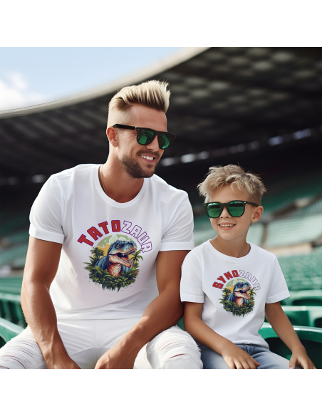 Zestaw KOSZULKA MĘSKA + KOSZULKA DZIECIĘCA Tatozaur i synozaur jungle