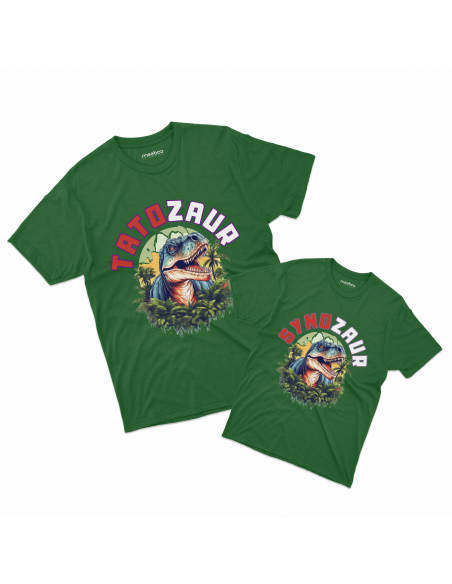Zestaw KOSZULKA MĘSKA + KOSZULKA DZIECIĘCA Tatozaur i synozaur jungle