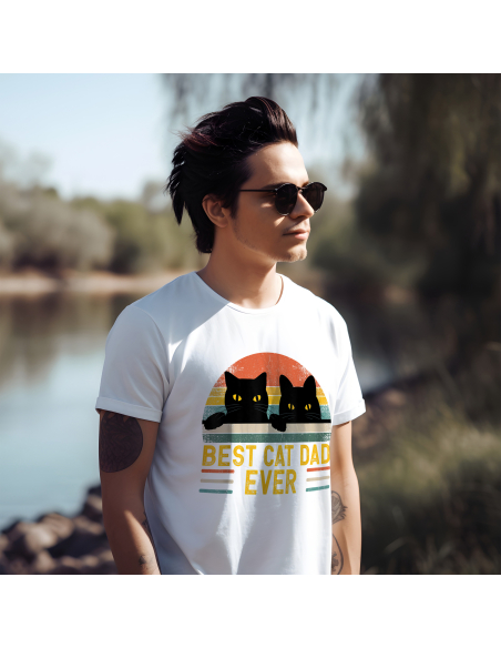 KOSZULKA MĘSKA Best cat dad ever - dwa koty