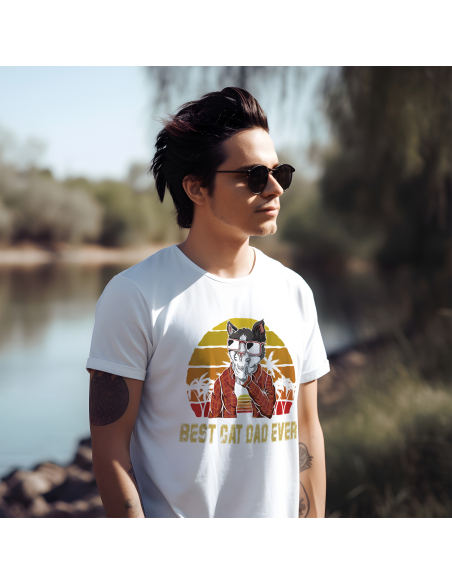 KOSZULKA MĘSKA Best cat dad ever - summer