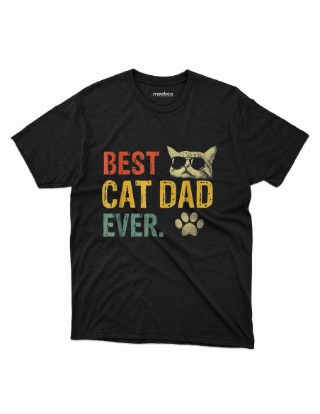 KOSZULKA MĘSKA Best cat dad ever - kot i łapa