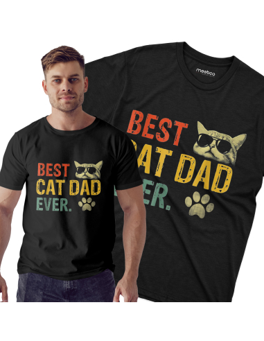 KOSZULKA MĘSKA Best cat dad ever - kot i łapa