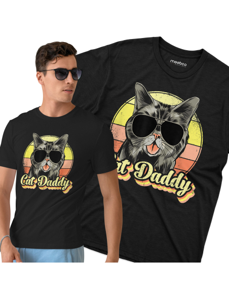 KOSZULKA MĘSKA Best cat dad ever - kot w okularach