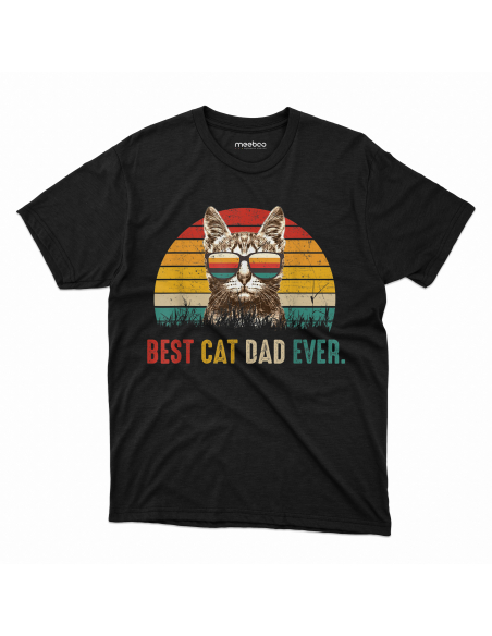 KOSZULKA MĘSKA Best cat dad ever - kot w kolorowych okularach