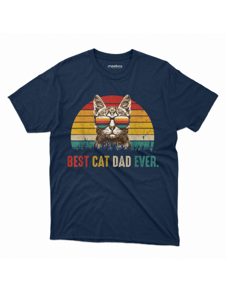 KOSZULKA MĘSKA Best cat dad ever - kot w kolorowych okularach