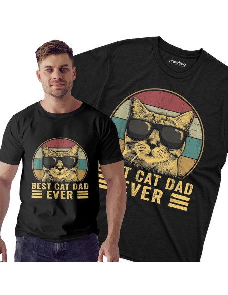 KOSZULKA MĘSKA Best cat dad ever - w okularach przeciwsłonecznych