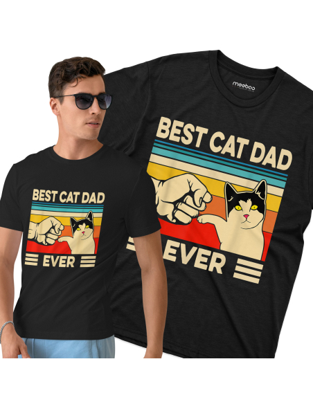 KOSZULKA MĘSKA Best cat dad ever - żółwik z kotem
