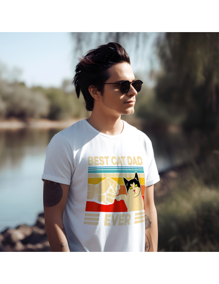 KOSZULKA MĘSKA Best cat dad ever - żółwik z kotem