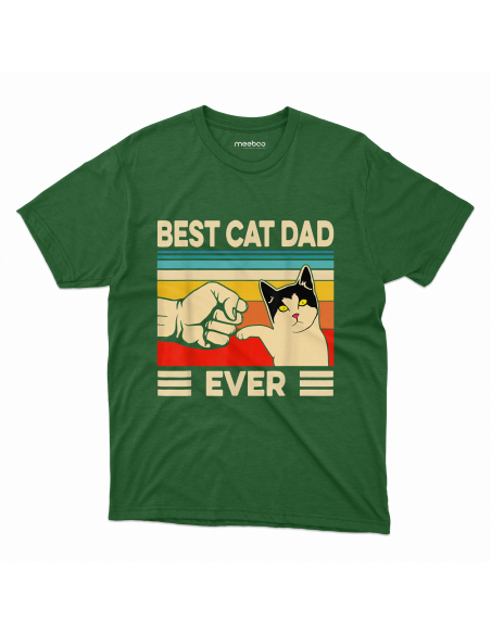 KOSZULKA MĘSKA Best cat dad ever - żółwik z kotem