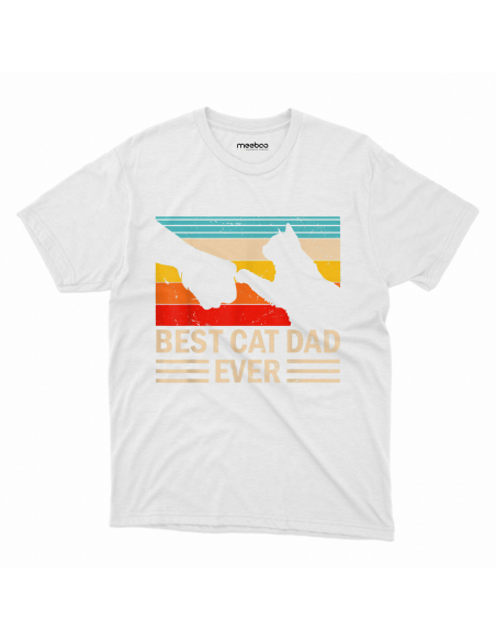 KOSZULKA MĘSKA Best cat dad ever - zbita łapa z kotem