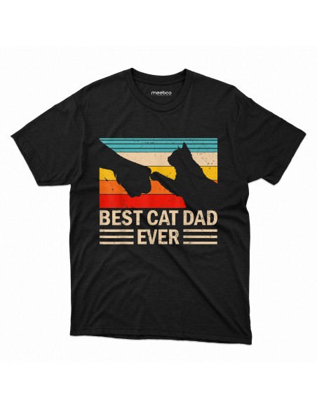 KOSZULKA MĘSKA Best cat dad ever - zbita łapa z kotem