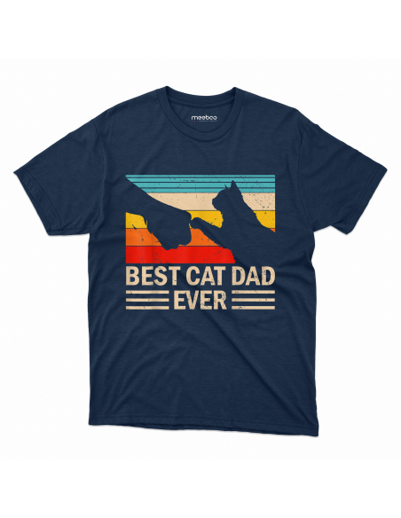 KOSZULKA MĘSKA Best cat dad ever - zbita łapa z kotem