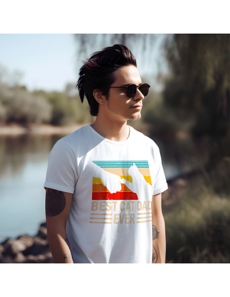 KOSZULKA MĘSKA Best cat dad ever - zbita łapa z kotem