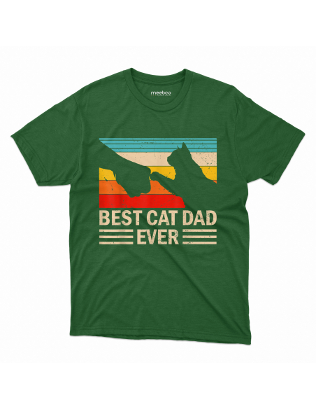 KOSZULKA MĘSKA Best cat dad ever - zbita łapa z kotem