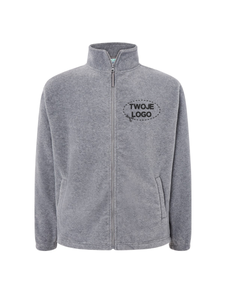 Gruby męski POLAR 300 z wyhaftowanym Twoim logo - Grey Melange