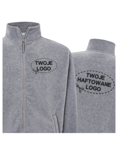 Gruby męski POLAR 300 z wyhaftowanym Twoim logo - Grey Melange