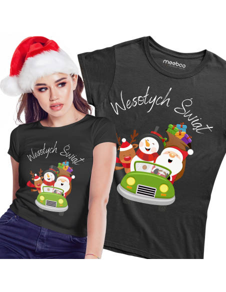 KOSZULKA DAMSKA Wesołych świąt samochód