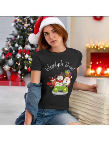 KOSZULKA DAMSKA Wesołych świąt samochód