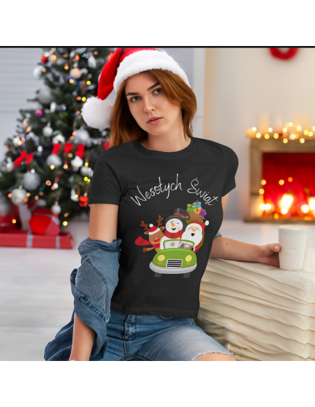 KOSZULKA DAMSKA Wesołych świąt samochód