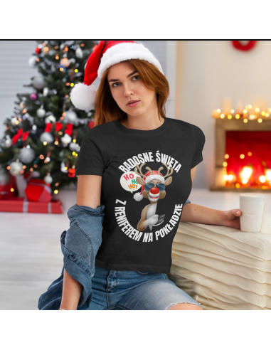 KOSZULKA DAMSKA Radosne święta renifer