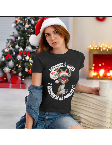 KOSZULKA DAMSKA Radosne święta renifer