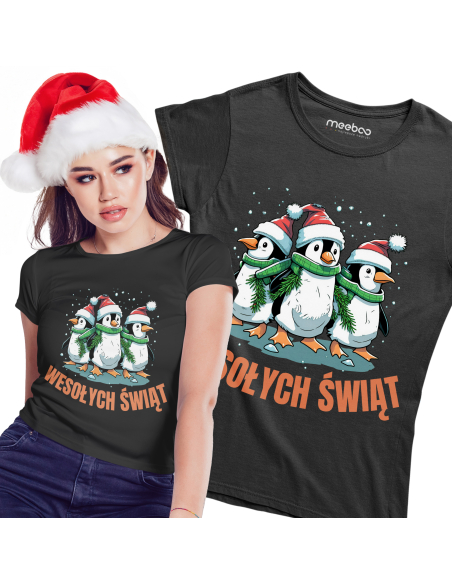 KOSZULKA DAMSKA Wesołych świąt pingwiny