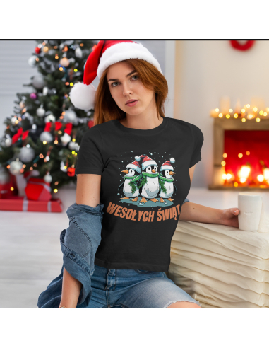 KOSZULKA DAMSKA Wesołych świąt pingwiny