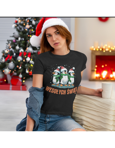 KOSZULKA DAMSKA Wesołych świąt pingwiny