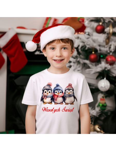 KOSZULKA DZIECIĘCA Pingwiny wesołych świąt