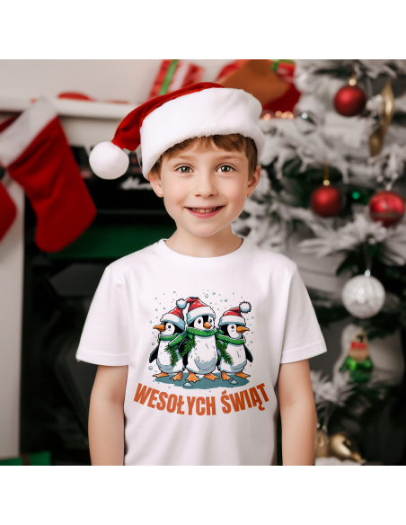 KOSZULKA DZIECIĘCA Wesołych świąt pingwiny