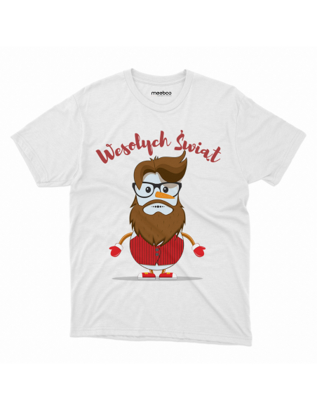 KOSZULKA MĘSKA Wesołych świąt bałwan z brodą