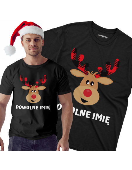 KOSZULKA MĘSKA Renifer + Twoje imię
