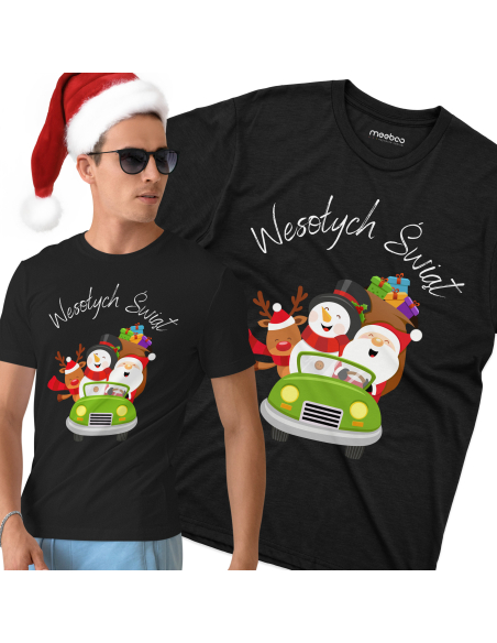 KOSZULKA MĘSKA Wesołych świąt samochód