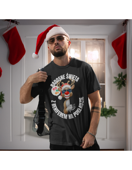 KOSZULKA MĘSKA Radosne święta renifer
